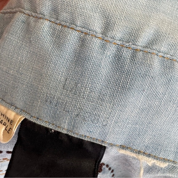 Vintage! Western Sewn Embroidered Light Blue Chambray Denim Shirt - Picture 13 of 14